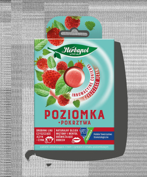 Herbapol Cukierki odświeżające z lnem i cynkiem poziomka pokrzywa 20 g (8 sztuk)