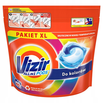 Vizir Kapsułki do prania Allin1 Do kolorów 40 szt. 912 g (40x2,8 g)