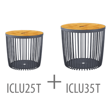 Zestaw 2 koszy Clubo z pokrywami bambusowymi ICLU2TS Prosperplast, antracyt