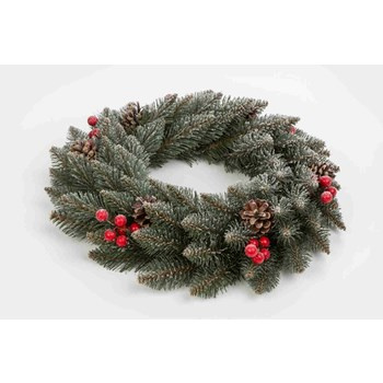 Wianek śnieżony ekskluzywny O 50 dekorowany jarzębiną i szyszkami