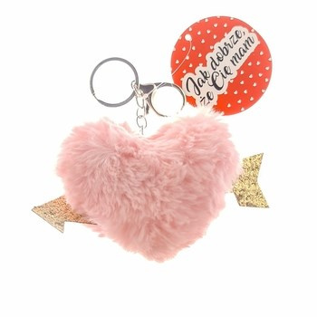 Brelok pompon serce ze strzałą