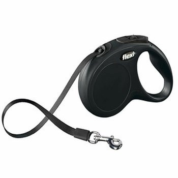 Smycz automatyczna Flexi 5 m, taśma, czarna, New Classic S - dla psów o wadze do 15 kg