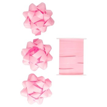 Zestaw do pakowania prezentów INCOOD wstążka i rozetki różowy