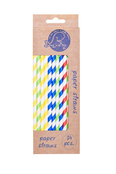 Słomki papierowe kolorowe paski -opakowanie 24szt HORECA POLSKA