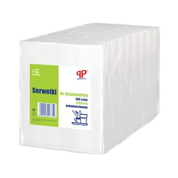 PP Professional Serwetki białe jednowarstwowe do dyspenserów 33x24cm 500 sztuk