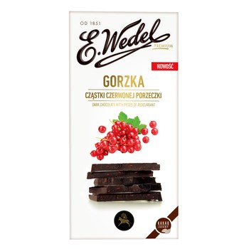 E. Wedel Premium Czekolada gorzka cząstki czerwonej porzeczki 100 g