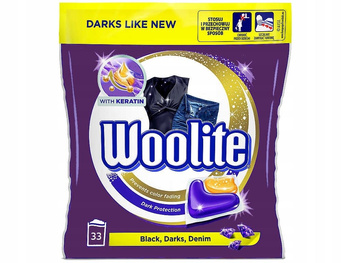 Woolite Kapsułki do prania czerń ciemne kolory & jeans z keratyną 660 g (33 prania)