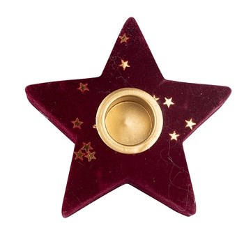 Świecznik gwiazda bordowy ze złotem 9,5x9x2,5 cm Altom Design