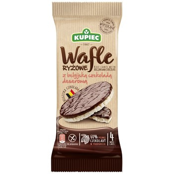 Kupiec Wafle ryżowe z belgijską czekoladą deserową 60 g (4 sztuki)