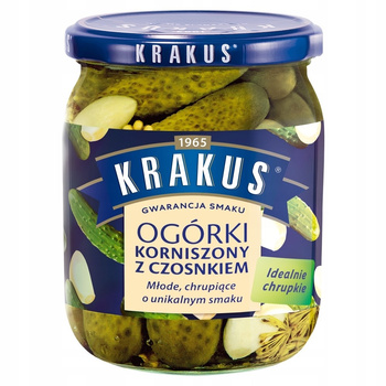Krakus Ogórki korniszony z czosnkiem 500 g