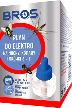Bros Płyn do elektro na muchy komary i mrówki 3 w 1 30 ml