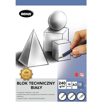 Blok techniczny biały A3/10k. Premium Rexus