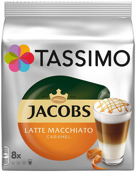 Tassimo Jacobs Latte Macchiato Caramel Kawa mielona 8 kapsułek i mleko 8 kapsułek 268 g