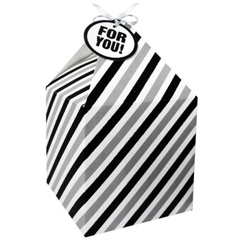 Pudełka na prezent INCOOD 11x11 cm składane 4 szt paski białe i czarne