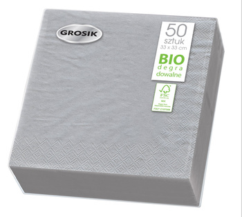 Grosik Serwetki biodegradowalne szare 33 x 33 cm 50 szt