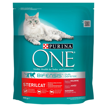 PURINA ONE Sterilcat Pełnoporcjowa karma dla dorosłych kotów bogata w wołowinę i pszenicę 800 g
