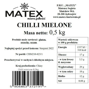 Chilli mielone 0,5kg MATEX