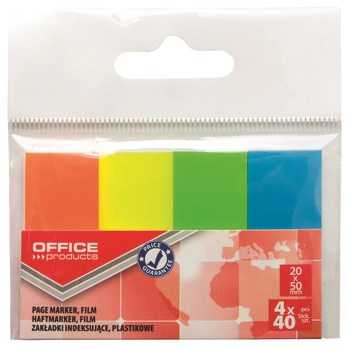 Zakładka indeksująca OFFICE PRODUCTS PP 20x50mm zawieszka mix
