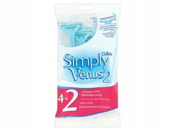 Gillette Simply Venus 2 Maszynki jednorazowe do golenia dla kobiet, 6 sztuk