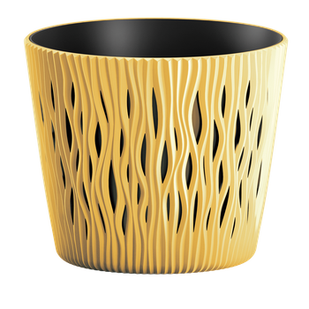 Doniczka Prosperplast Sandy Round, śr. 19 cm, musztarda, z wkładem
