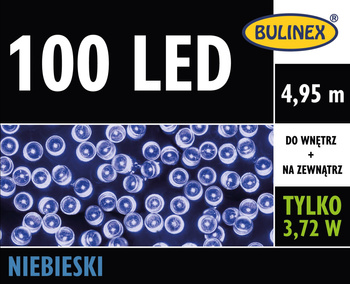 Lampki 100 LED niebieski z zasilaczem, 4,95M dekoracji, na zewnątrz i do wnętrz