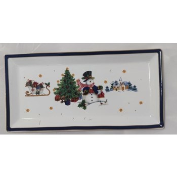 Tacka prostokątna 36x13 Cicha Noc niebieska Porcelana Bogucice