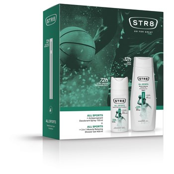 STR8 All Sports Zestaw: antyperspiracyjny dezodorant w aerozolu 150ml + relaksujący żel pod prysznic 3w1 400ml