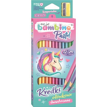 Bambino kredki ołówkowe dwustronne 12 kolorów pastelowych