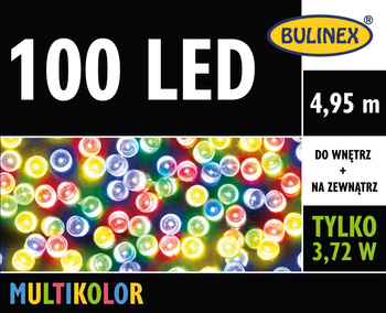 Lampki 100 LED multikolor z zasilaczem, 4,95M dekoracji, na zewnątrz i do wnętrz