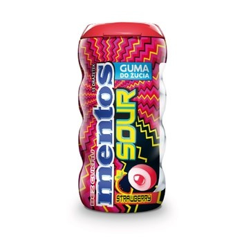 Mentos Sour Strawberry Guma do żucia bez cukru 30 g (15 sztuk)