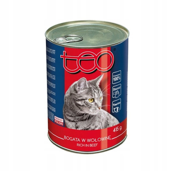 TEO karma mokra dla kotów, bogata w wołowinę 415g