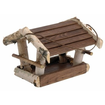 Karmnik dla ptaków ze ściankami z kory