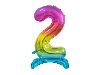 Balon foliowy B&C Cyfra stojąca 2, tęczowa, 74 cm