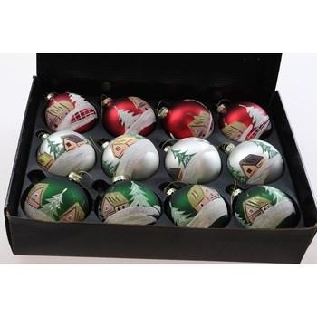 EM&EM Bombka szklana 8cm motyw świąteczny