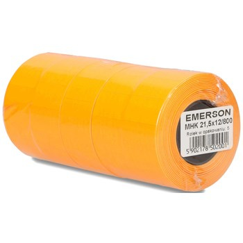 Etykieta do metkownic MHK jednorzędowa pomarańczowa 22x12mm, nawój 800, zgrzewka 5 rolek