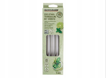 Słomki metalowe 24 cm ze szczoteczką 4szt