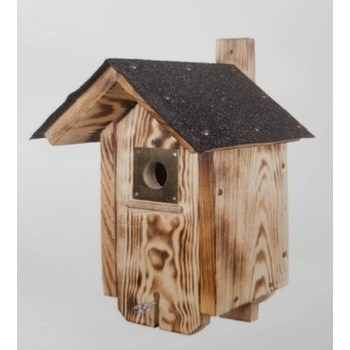 Budka lęgowa dla ptaków dzikich opalana,  kryta papą Biohumuseco