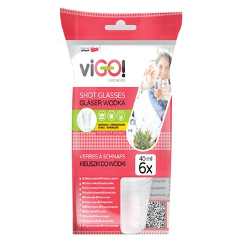 viGO! Kieliszki PE do wódki transparent 40ml 6szt
