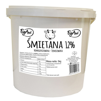 Śmietana 12% wiadro 5 litrów Figand