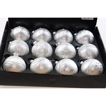 EM&EM Bombka szklana 8cm mix srebny