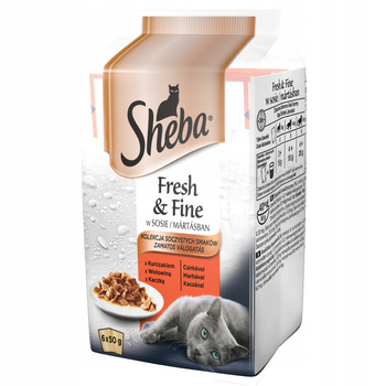 Sheba Fresh & Fine w sosie Karma pełnoporcjowa kolekcja soczystych smaków 300 g (6 x 50 g)