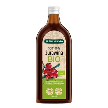 Premium Rosa Bio Sok bezpośrednio wyciskany z ekologicznych owoców żurawin 500 ml