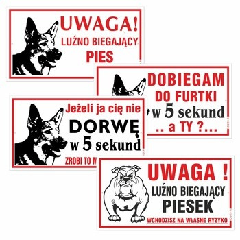 KORFED Tabliczka duża plastikowa DOBIEGAM/PILNUJĘ MIX 1 szt.