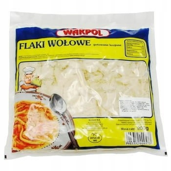 Flaki wołowegotowane krojone 900g Wakpol