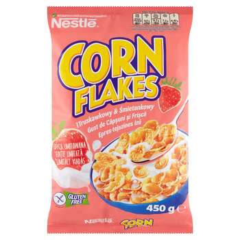 Nestlé Corn Flakes Płatki kukurydziane smak truskawkowy & śmietankowy 450 g