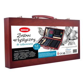 Zestaw artystyczny do szkicowania 58 elementów REXUS