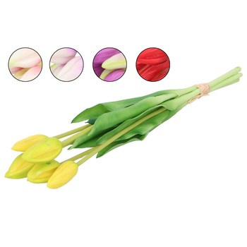 EM&EM Kwiat sztuczny tulipan bukiet 5 główek 39 cm mix