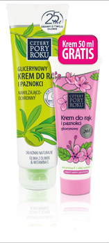 Krem do rąk Cztery Pory Roku Oliwa z oliwek 130ml + Krem do rąk Cztery Pory wiśnia 50ml  gratis