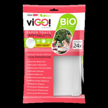 viGO! BIO Tacki papierowe białe 13x20cm 24 szt., woreczek