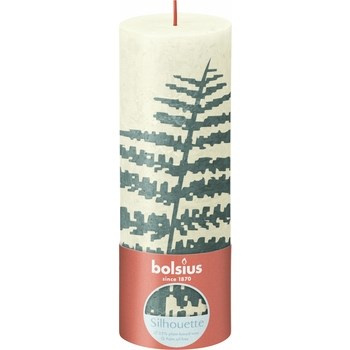 Bolsius Świeca pieńkowa rustic Silhouette 190/68 delikatna perła + paproć
